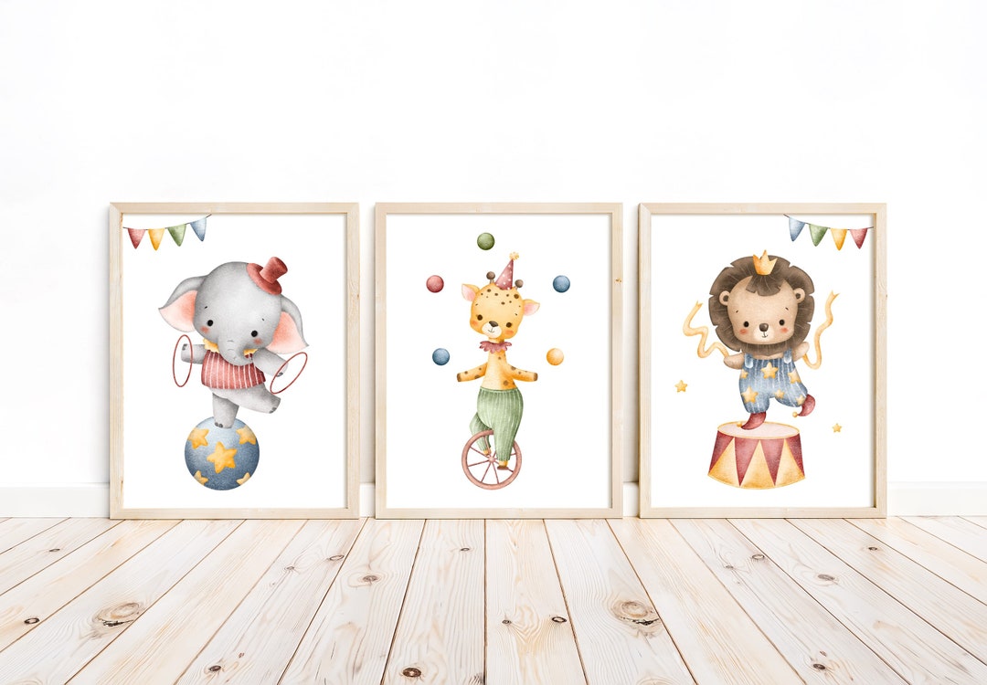 Safari Circus Animals Watercolor Prints: Nursery Decor Set - Etsy