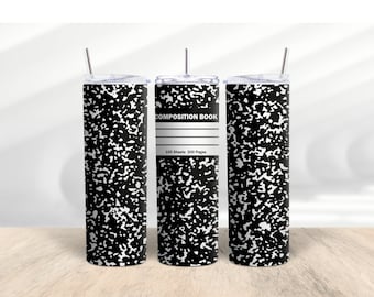 Composition Notebook Tumbler Wrap: Back to School Sublimation Design (PNG Digital Download)