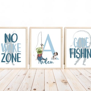 Personalized Fishing Nursery Decor: Watercolor Prints Set of 3
