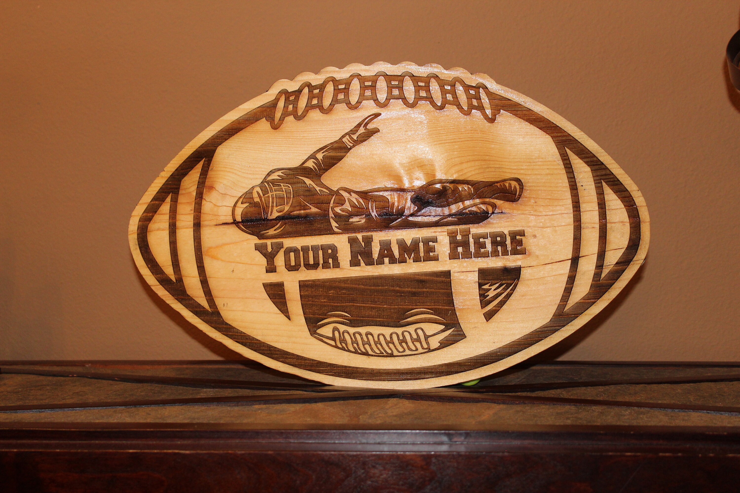 PERSONALIZED Football Wood Engraved Wall Wood Plaque Sign. Etsy