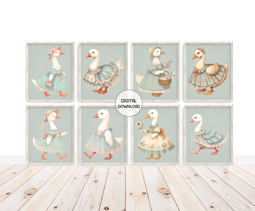 Cute Goose Vintage Nursery Decor Mix and Match Set of 8 Printables Wall ...