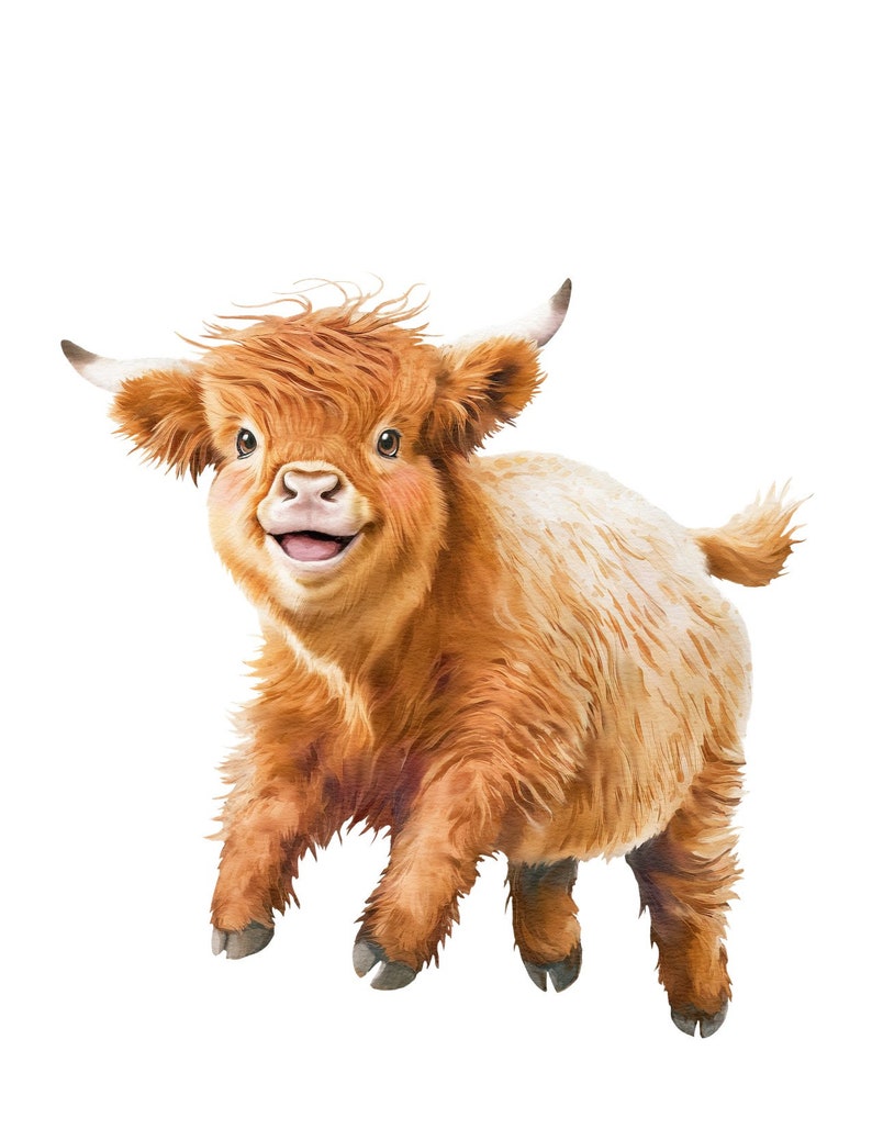Watercolor Highland Cow Prints: Rustic Farm Nursery Decor, Set of 3 image 5