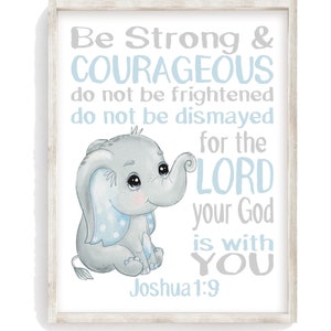 Watercolor Elephant Nursery Print: Christian Baby Decor