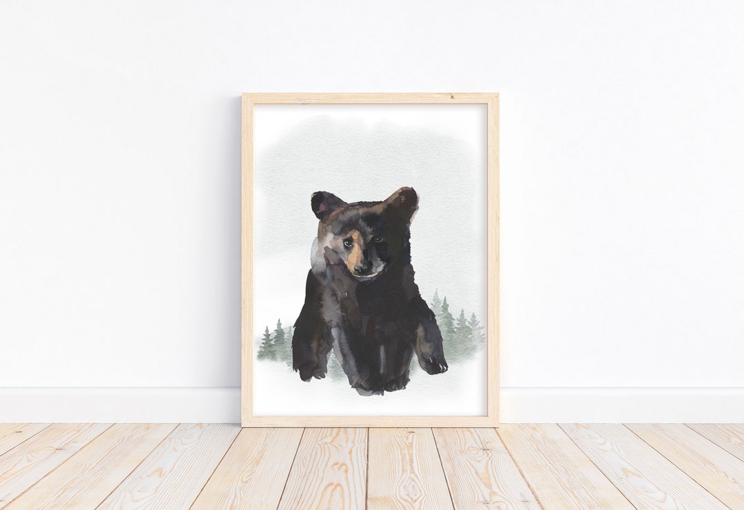 Bear Woodland Forest Animals Wilderness Watercolor Nursery Decor ...