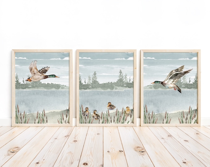 Personalized Duck Hunting Nursery Art Print Custom Mallard Duck Decor