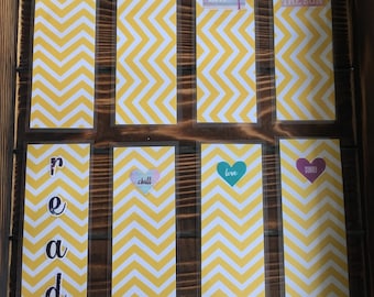 8 yellow paper bookmarks
