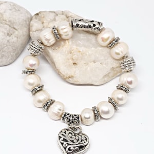 Stretcharmband zoetwaterparel en kristal: elegante sieraden met kralen, dagelijks cadeau voor haar