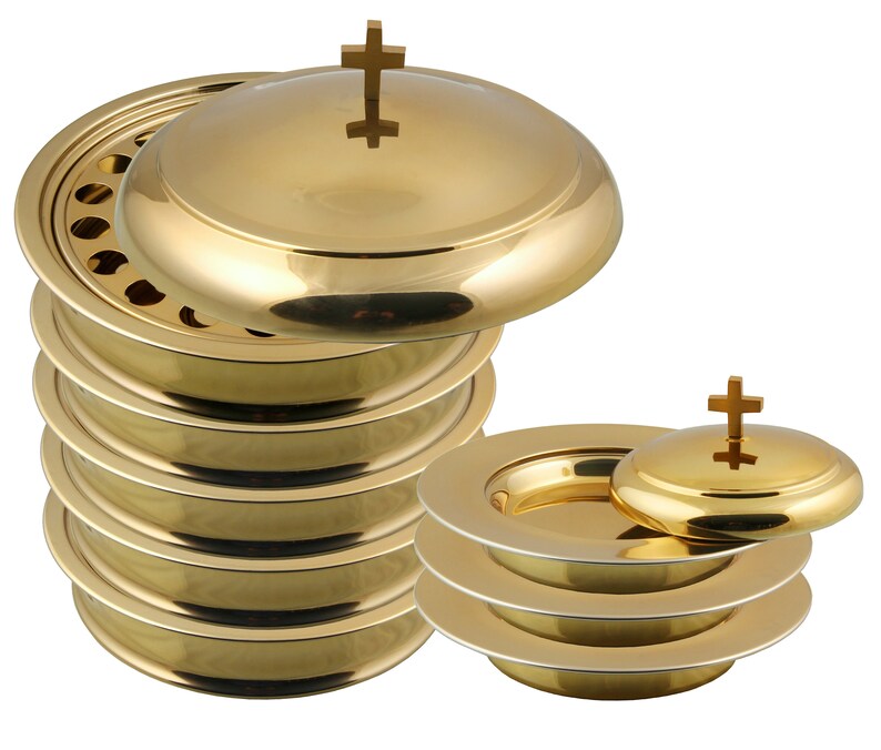 Communion Ware Holy Wine Serving Tray 5 & 3 Stacking Bread Plate With