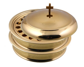 First Communion-Holy Communion Wine Serving Tray-Set of 2 Stainless Steel- Lid Holy Catholic Utensils-Mirror/Matt Finish Stainless Steel