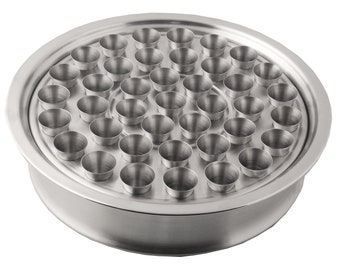 Holy Wine Serving Tray with 40 Cups - Stainless Steel Communion Tray - Wine Cups for Church Supplies - First Communion Gifts