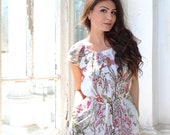 Chiffon Floral Dress for women, White chiffon dress, Plus size available
