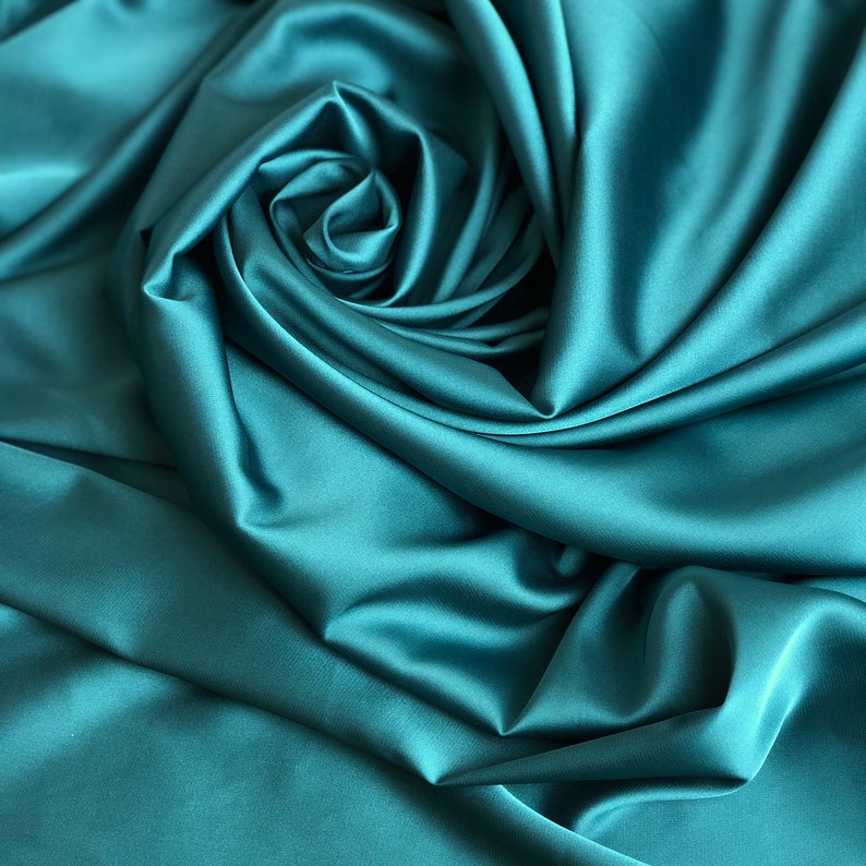 Viridian Green Silk Satin Fabric by the Yard Silk Fabric for Etsy