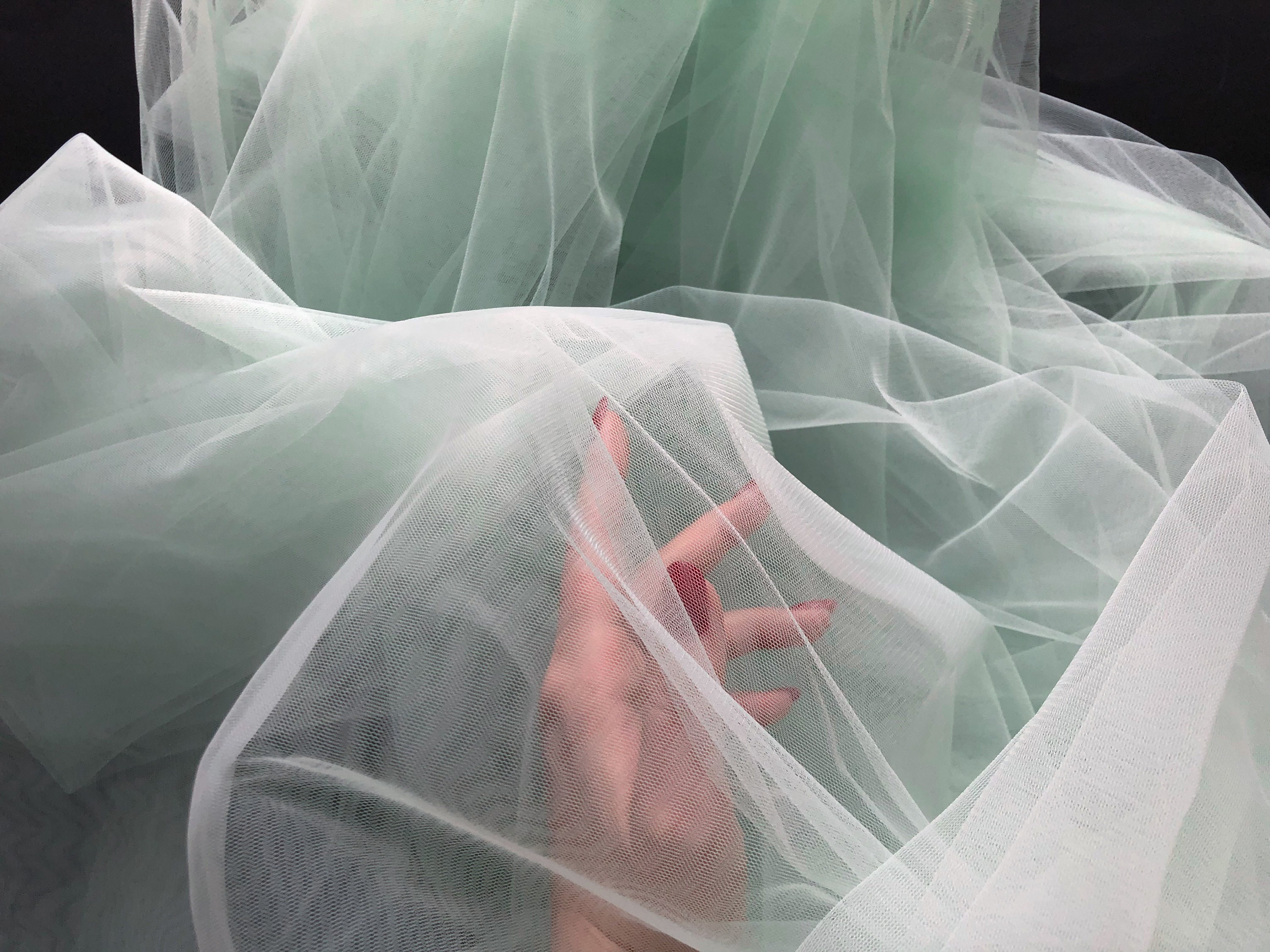 5m of 150mm Wide Soft Nylon Lime Green Tulle Net Fabric Wedding/Tutu/Crafts 