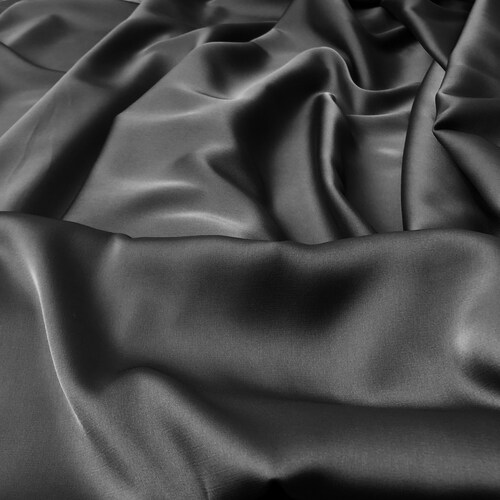 Graphite Silk Satin Fabric by the Yard Silk Fabric for | Etsy