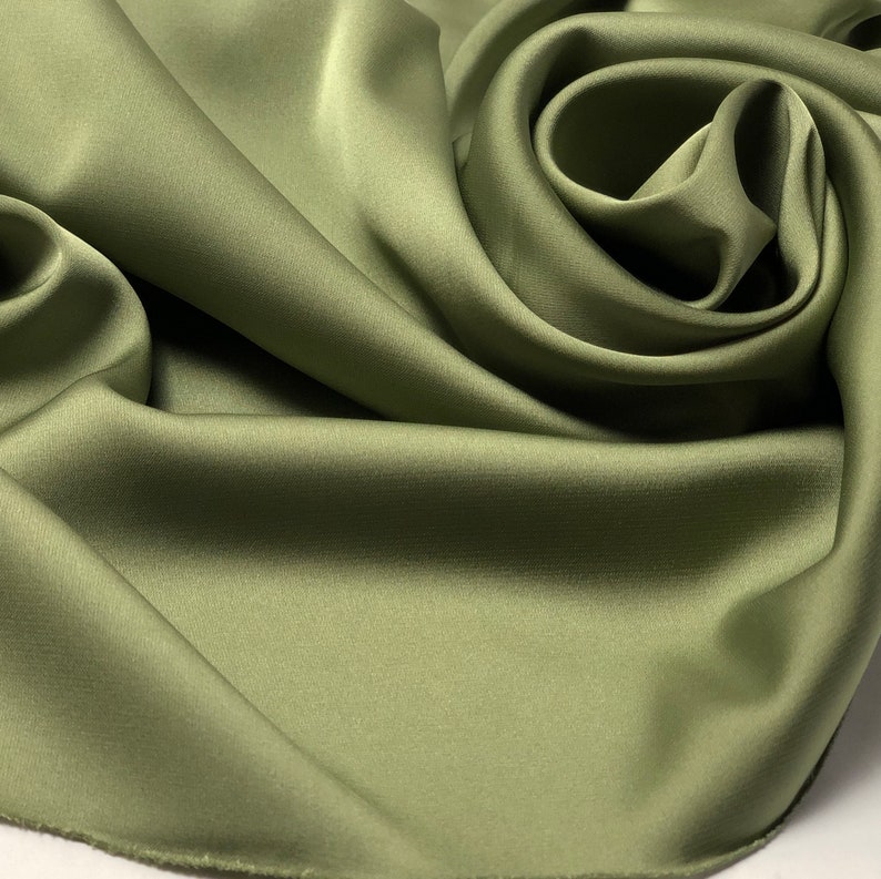 Moss Green Silk Satin Fabric by the Meter Lingerie and Dress Etsy