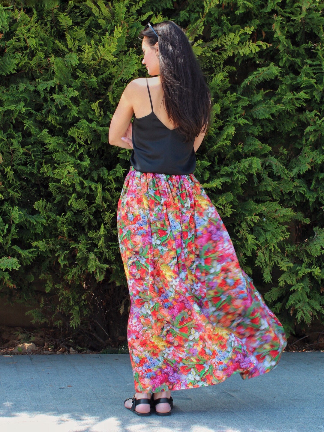 Floral Wrap Skirt in Size M Wrap Maxi Skirt for Women Cotton Etsy