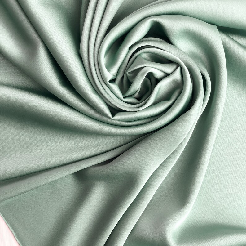 Celadon Green Silk Satin Fabric by the Yard Silk Fabric for Etsy