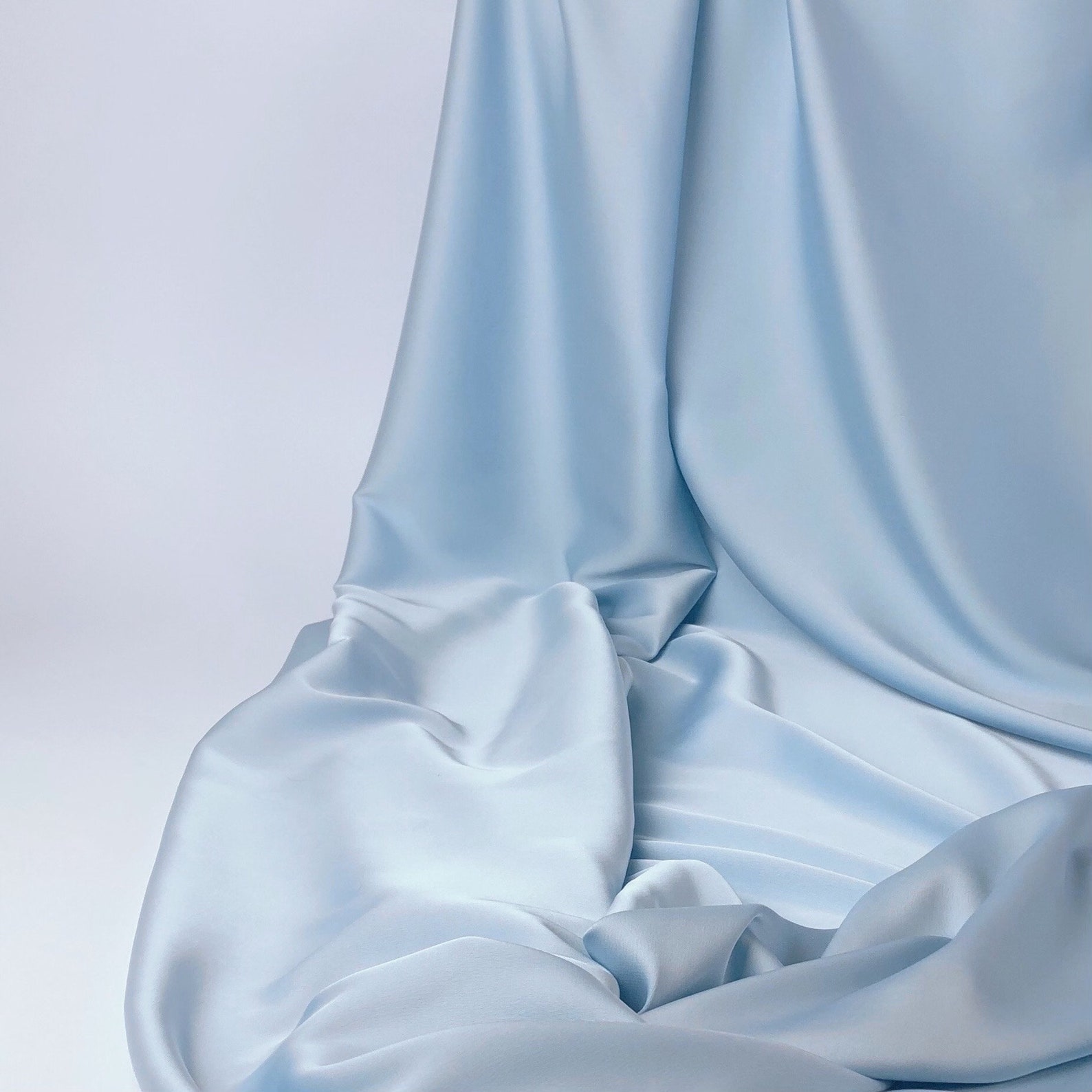 Light Blue Silk Satin Fabric by the Yard Silk Fabric for Etsy UK