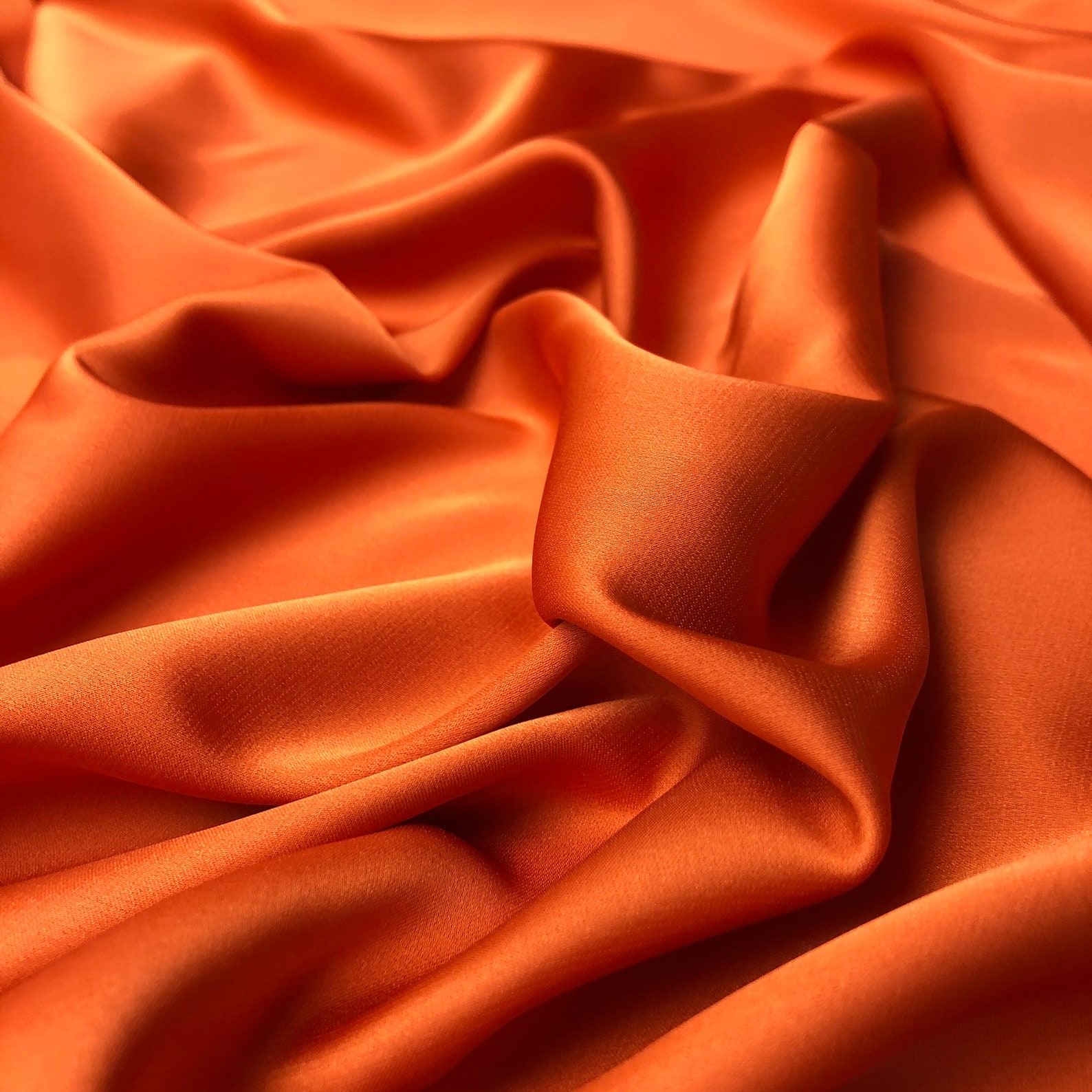 Burnt Orange silk satin fabric by the meter Lingerie and | Etsy