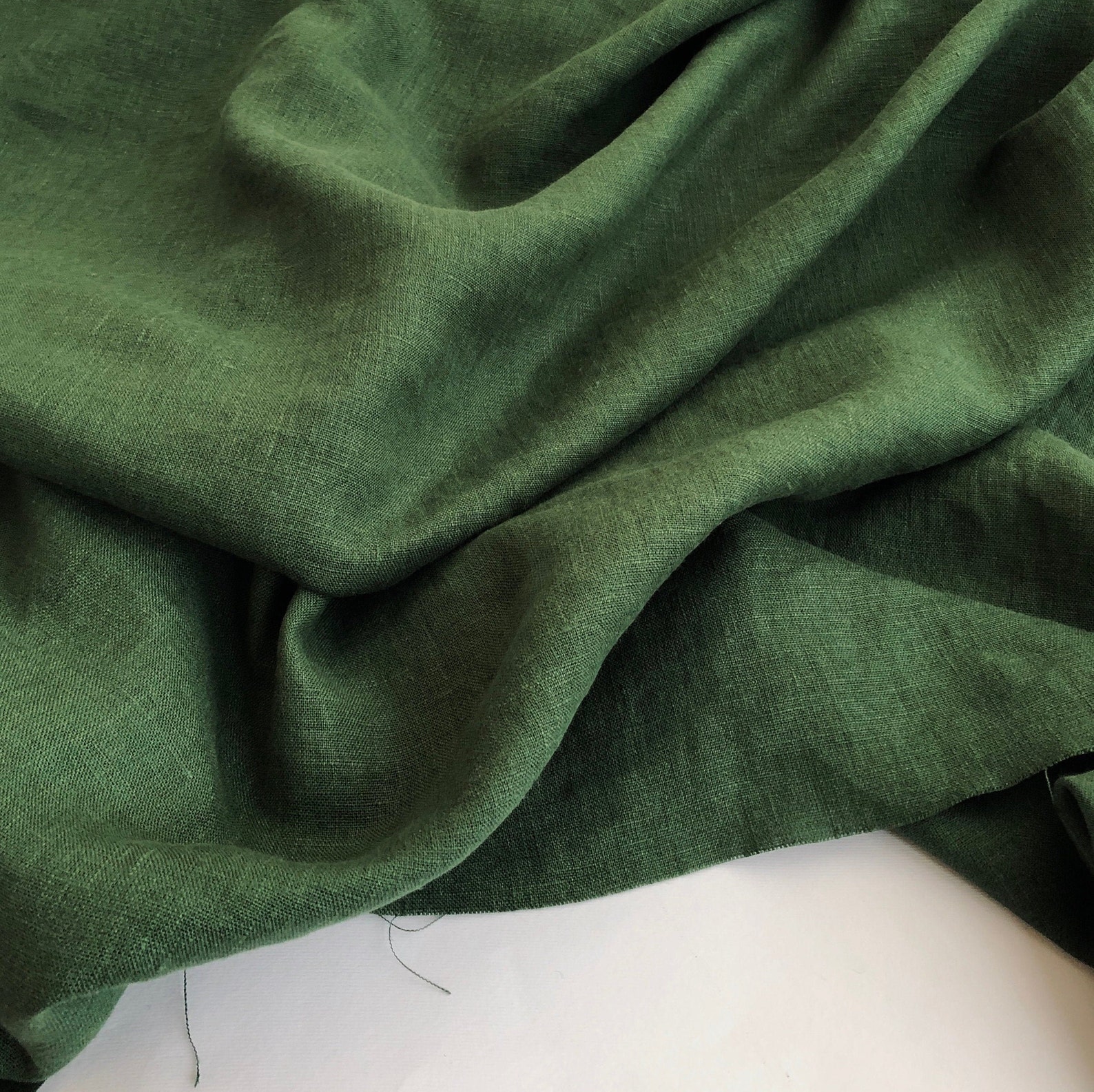 Green Linen Fabric 100 Linen fabric Pure linen fabric Dark Etsy