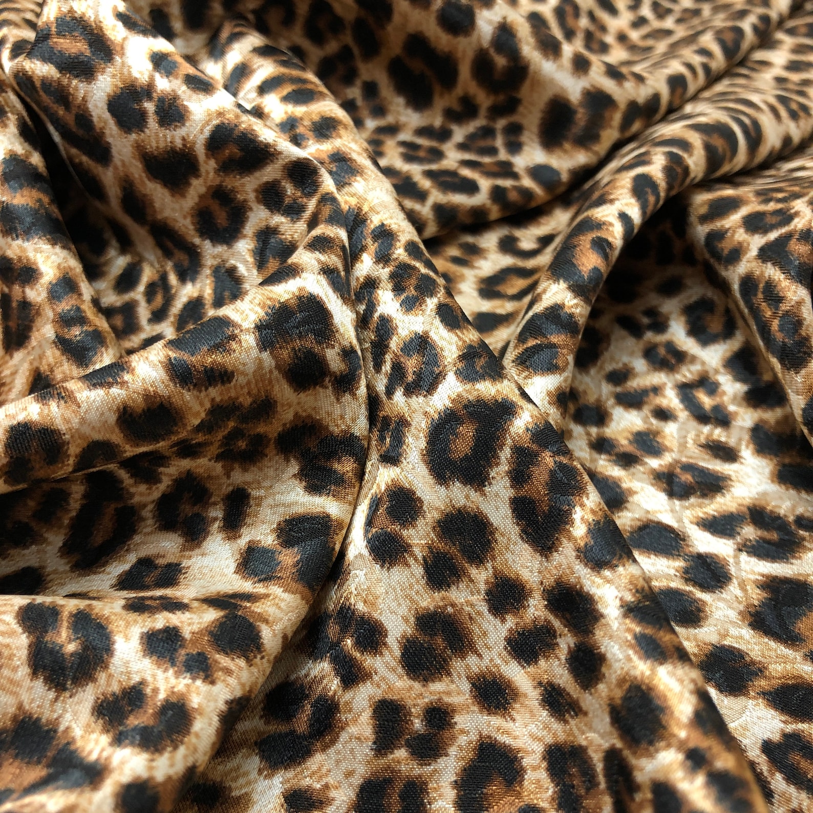 Leopard print fabric silk satin with floral pattern fabric Etsy