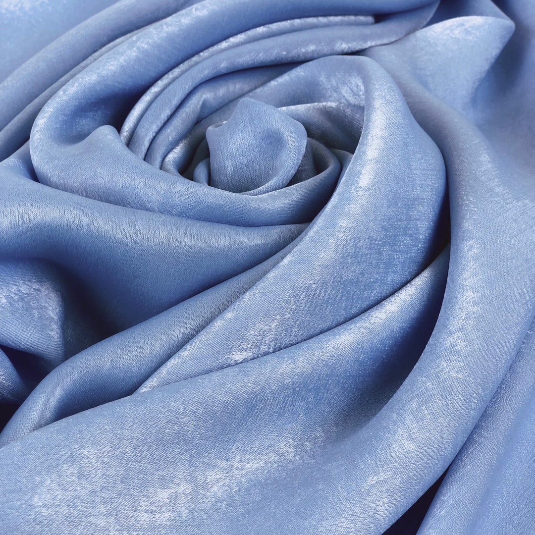 Blue Textured Silk Satin Fabric by the Yard and Wholesale Etsy