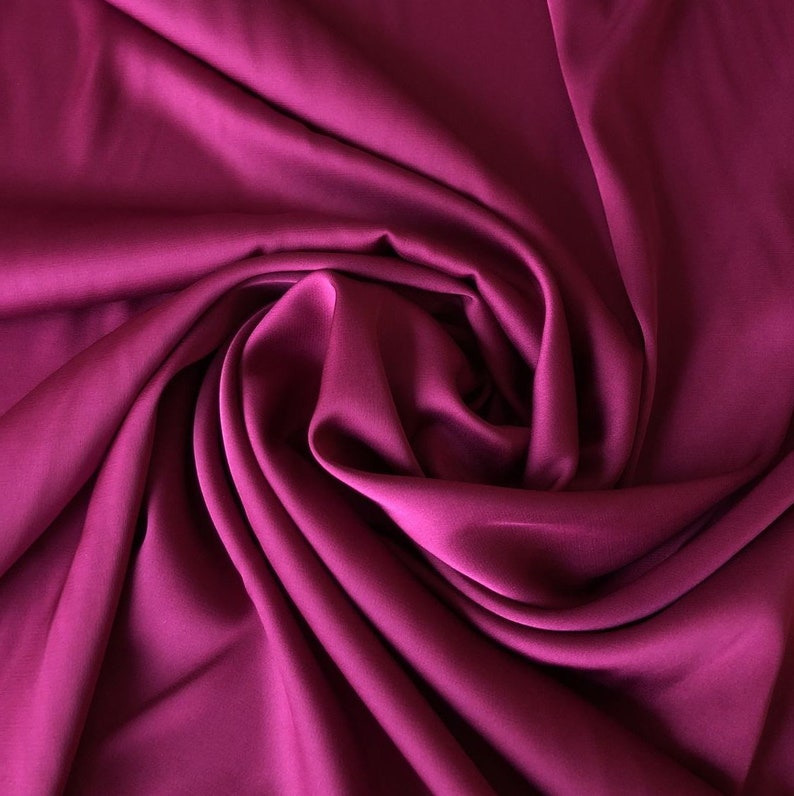 Magenta silk satin fabric by the meter Lingerie and Dress Etsy