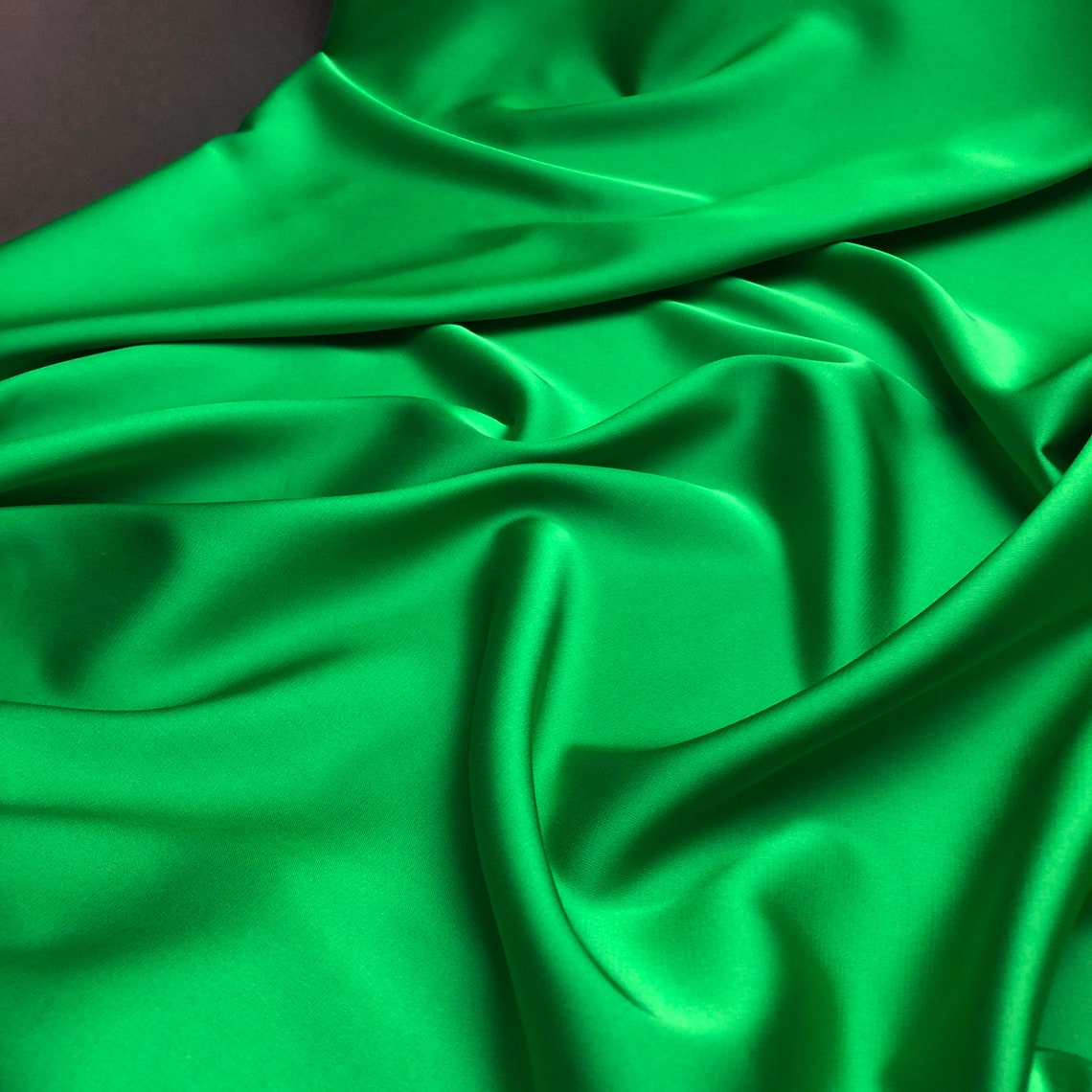 Green silk satin fabric by the meter Lingerie and Dress Silk Etsy