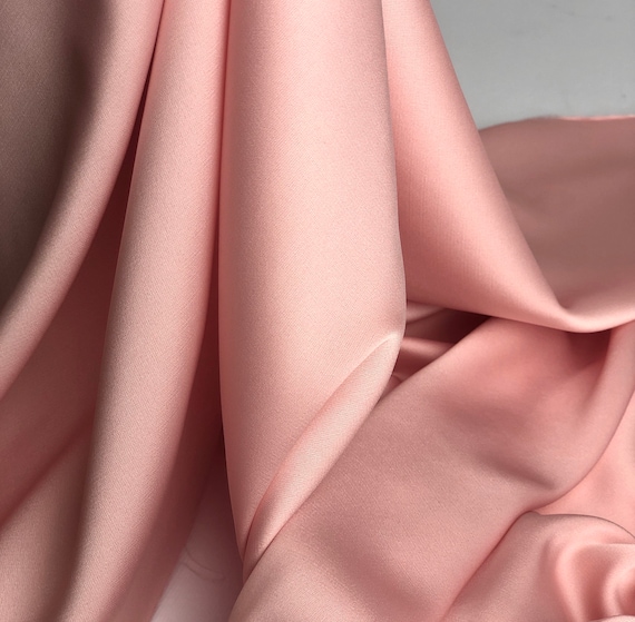 Salmon Pink Jacquard no.132 1980's Vintage Italian Silk Beige Fabric per Yard Satin