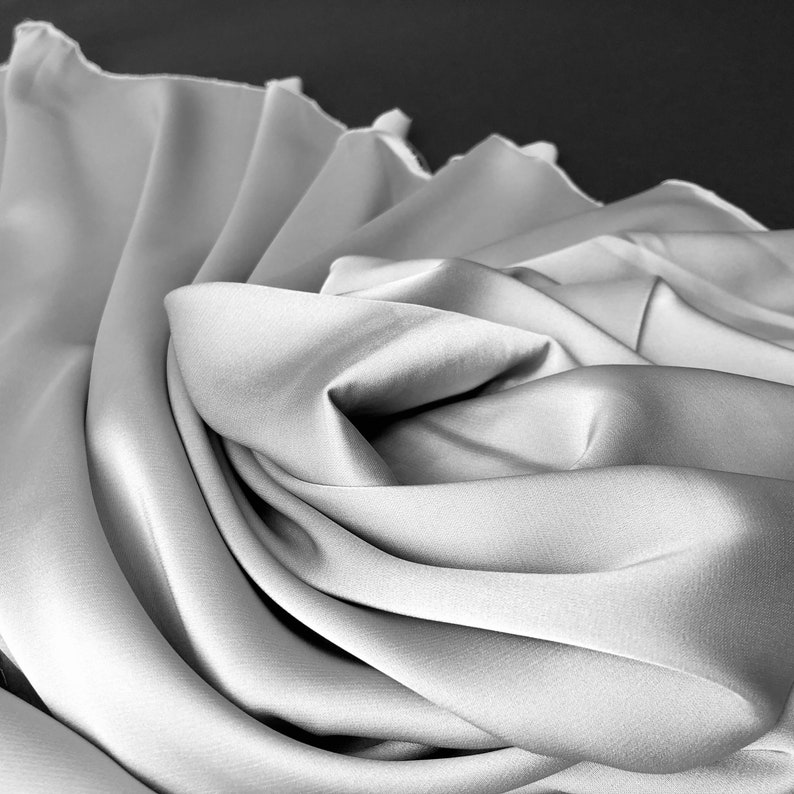 Light Gray Silk Satin Fabric by the Yard Silk Fabric for Etsy UK