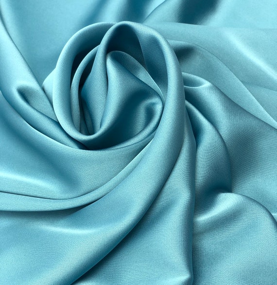 Angel Blue Silk Satin Fabric by the Yard Silk Fabric for - Etsy