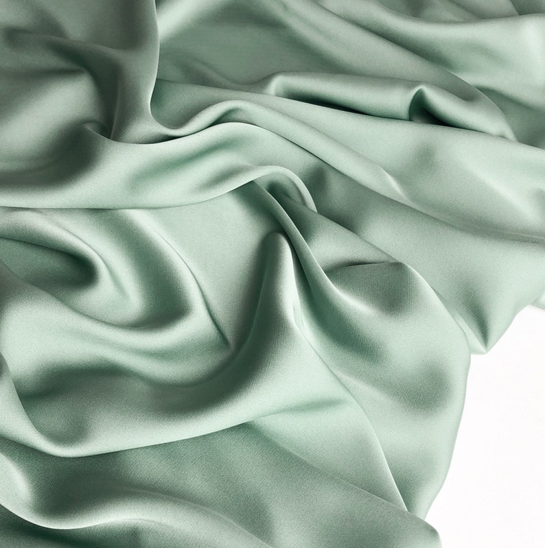 Celadon Green Silk Satin Fabric by the Yard Silk Fabric for Etsy
