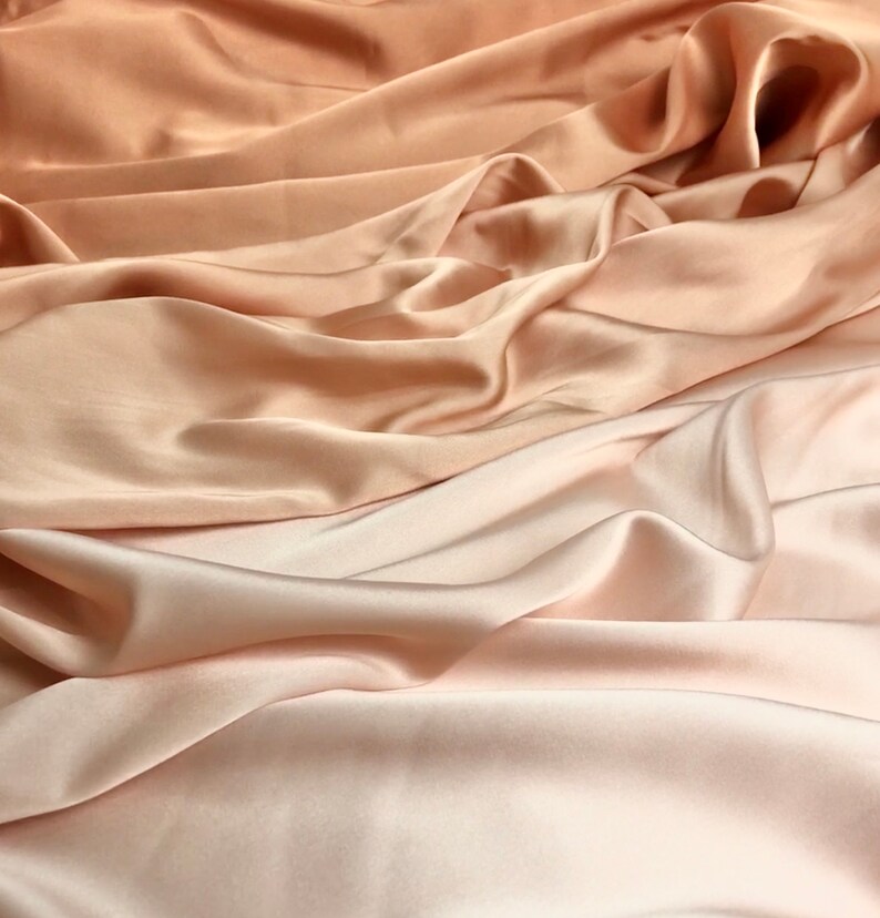 Peach Ombre Silk satin fabric by the yard Wholesale Silk Etsy