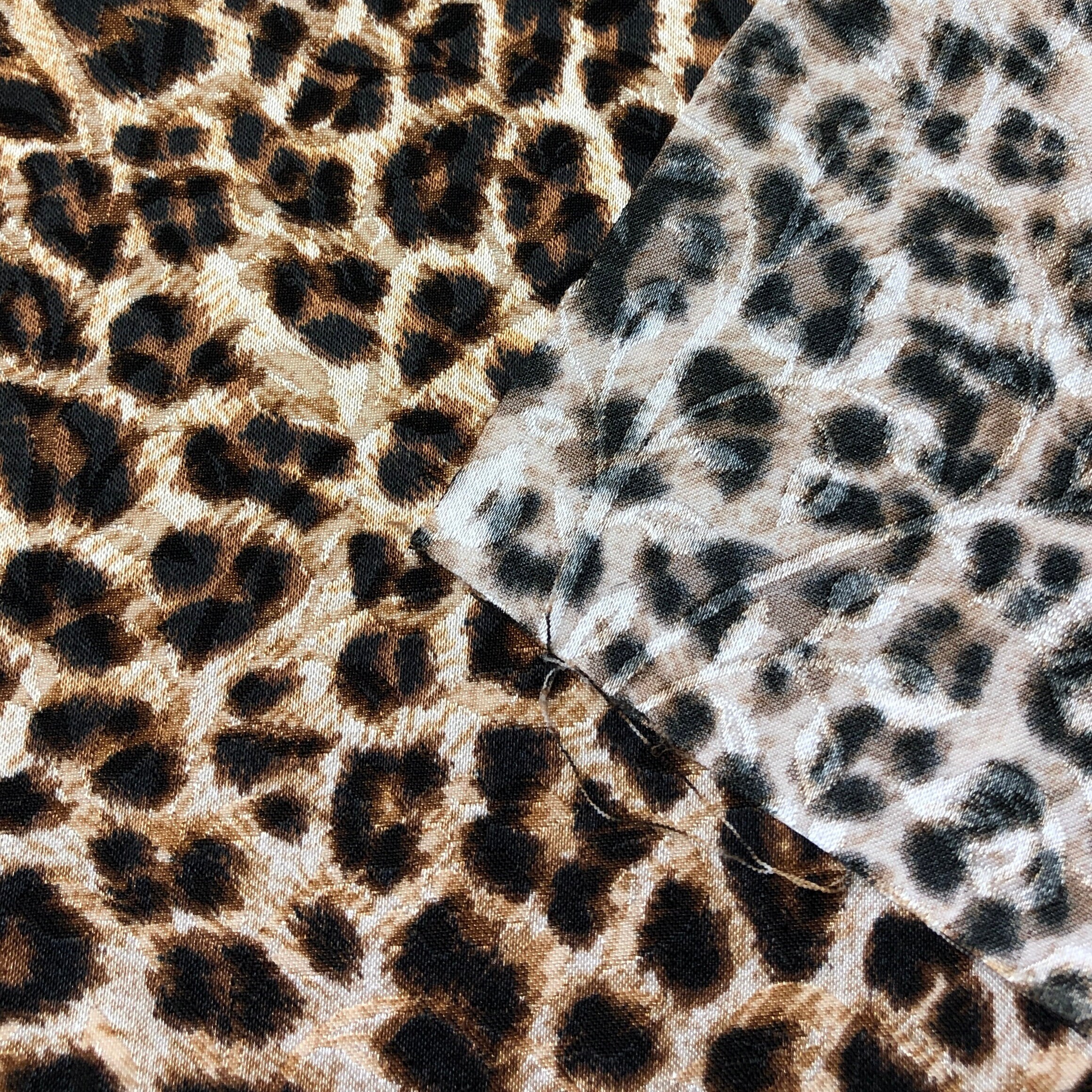 Leopard print fabric silk satin with floral pattern fabric Etsy
