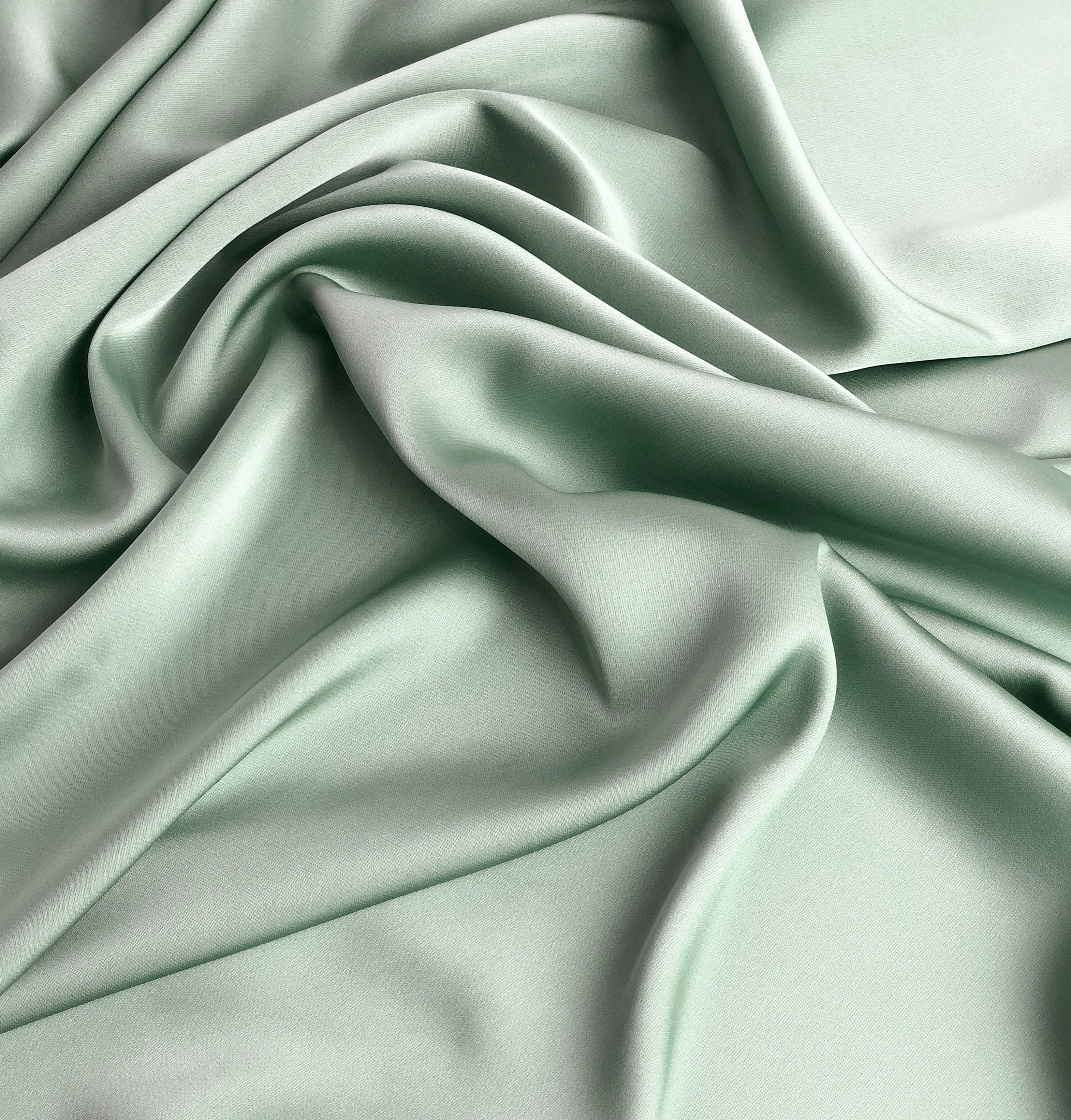 Celadon Green Silk Satin Fabric by the Yard Silk Fabric for Etsy