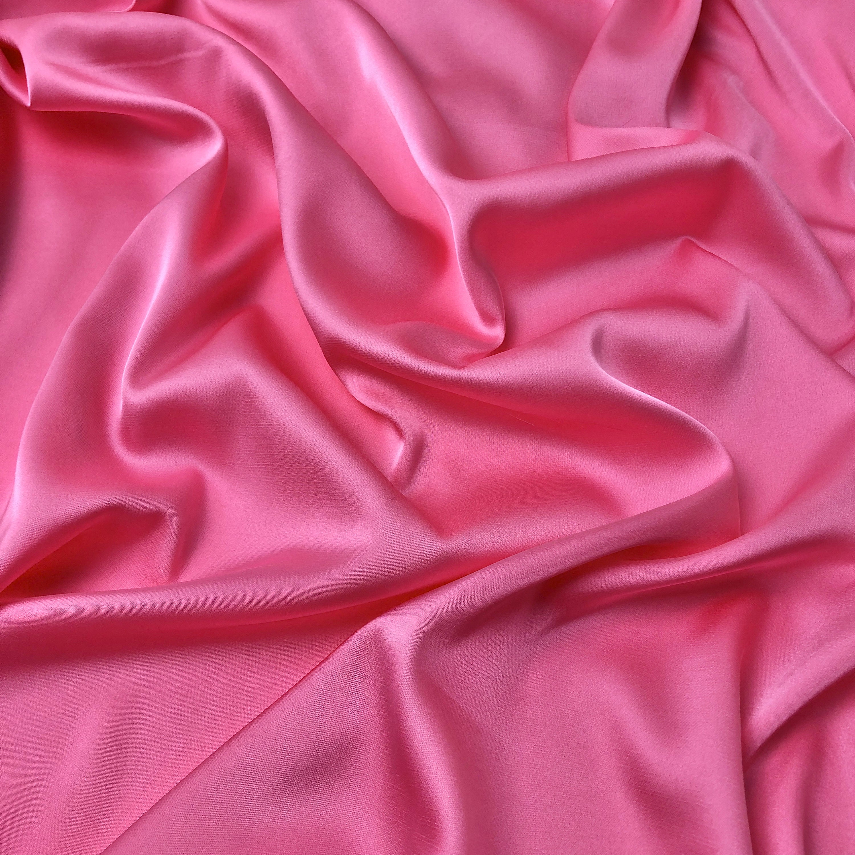Carmine Rose Pink silk satin fabric by the meter Lingerie and | Etsy