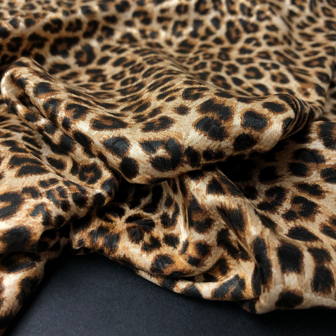 Leopard print fabric silk satin with floral pattern fabric | Etsy