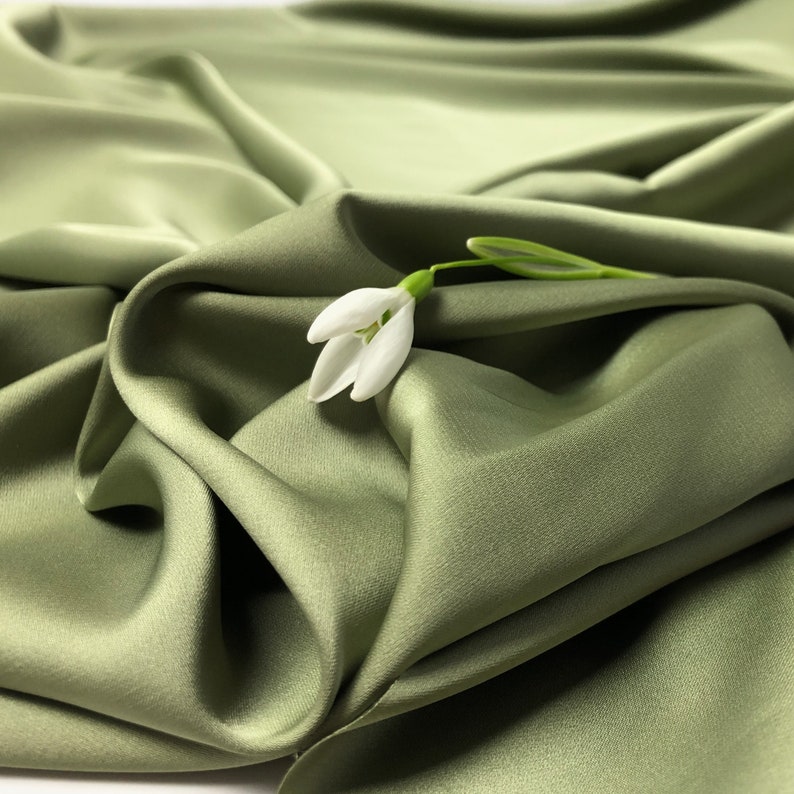 Moss Green Silk Satin Fabric by the Meter Lingerie and Dress Etsy