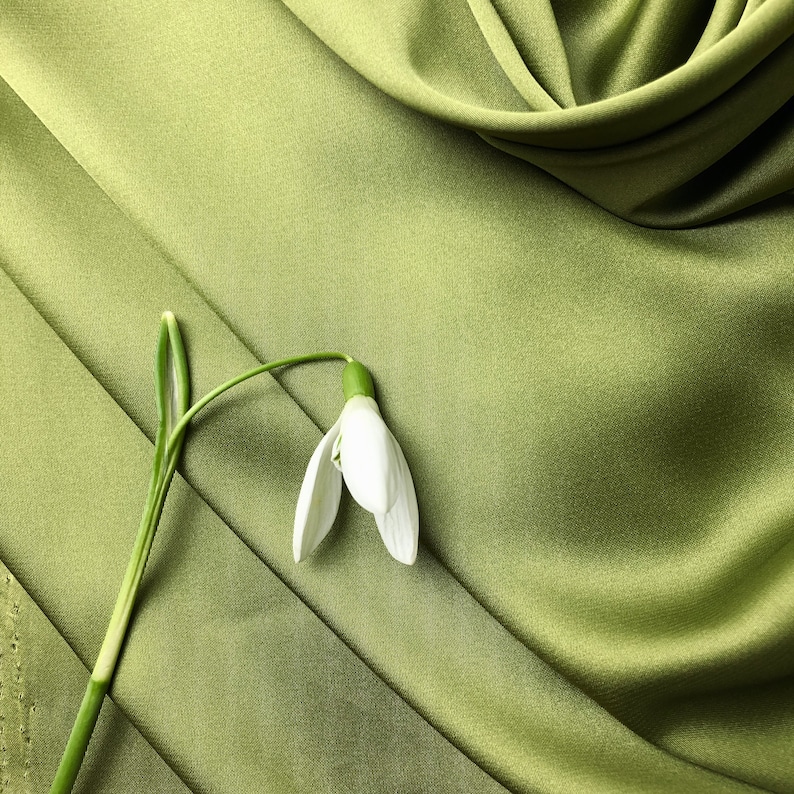 Olive Green Silk Satin Fabric by the Yard Silk Fabric for Etsy