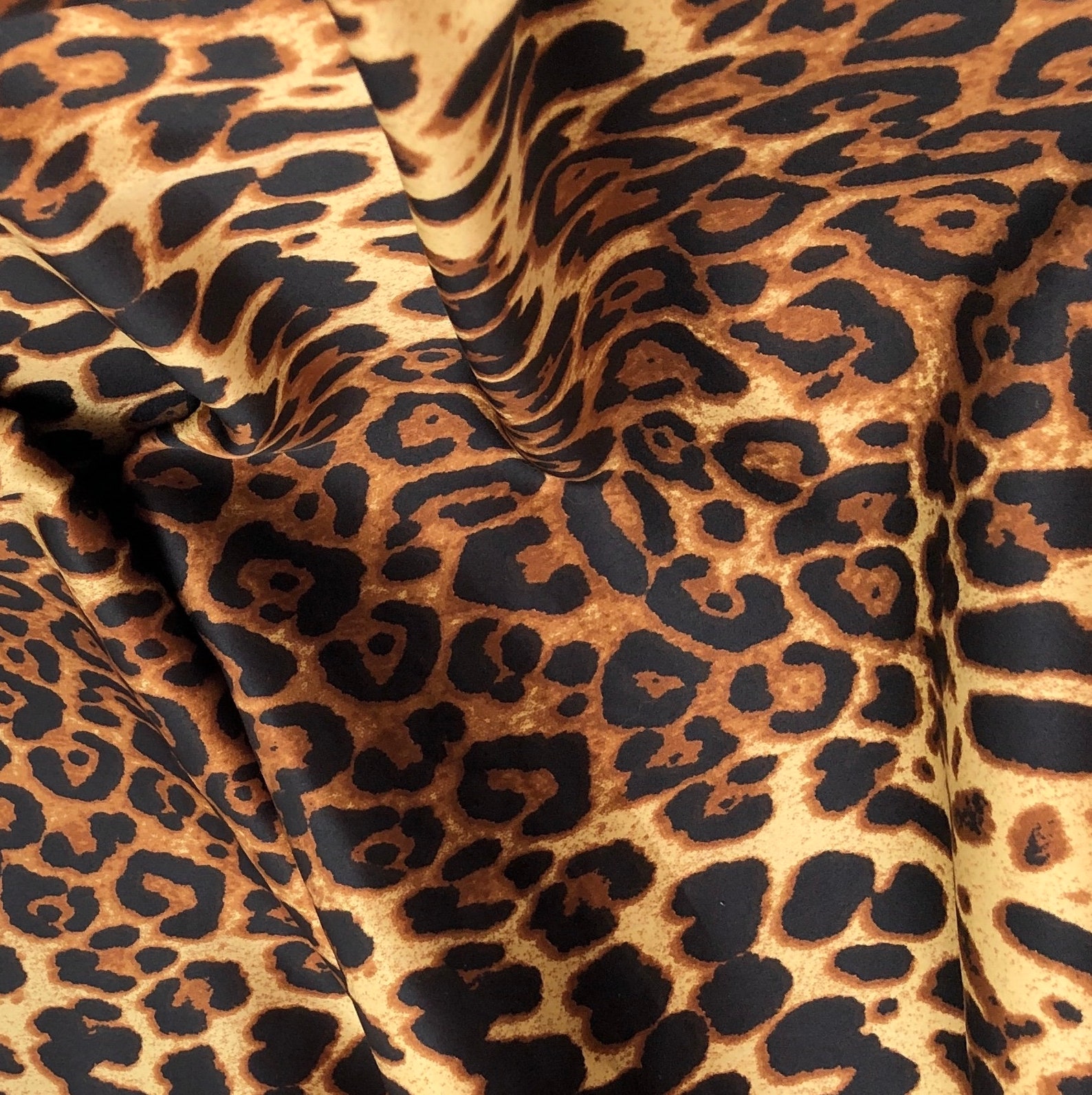 Leopard print fabric silk satin fabric by the yard | Etsy