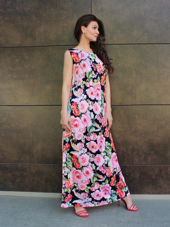 floral satin maxi dress