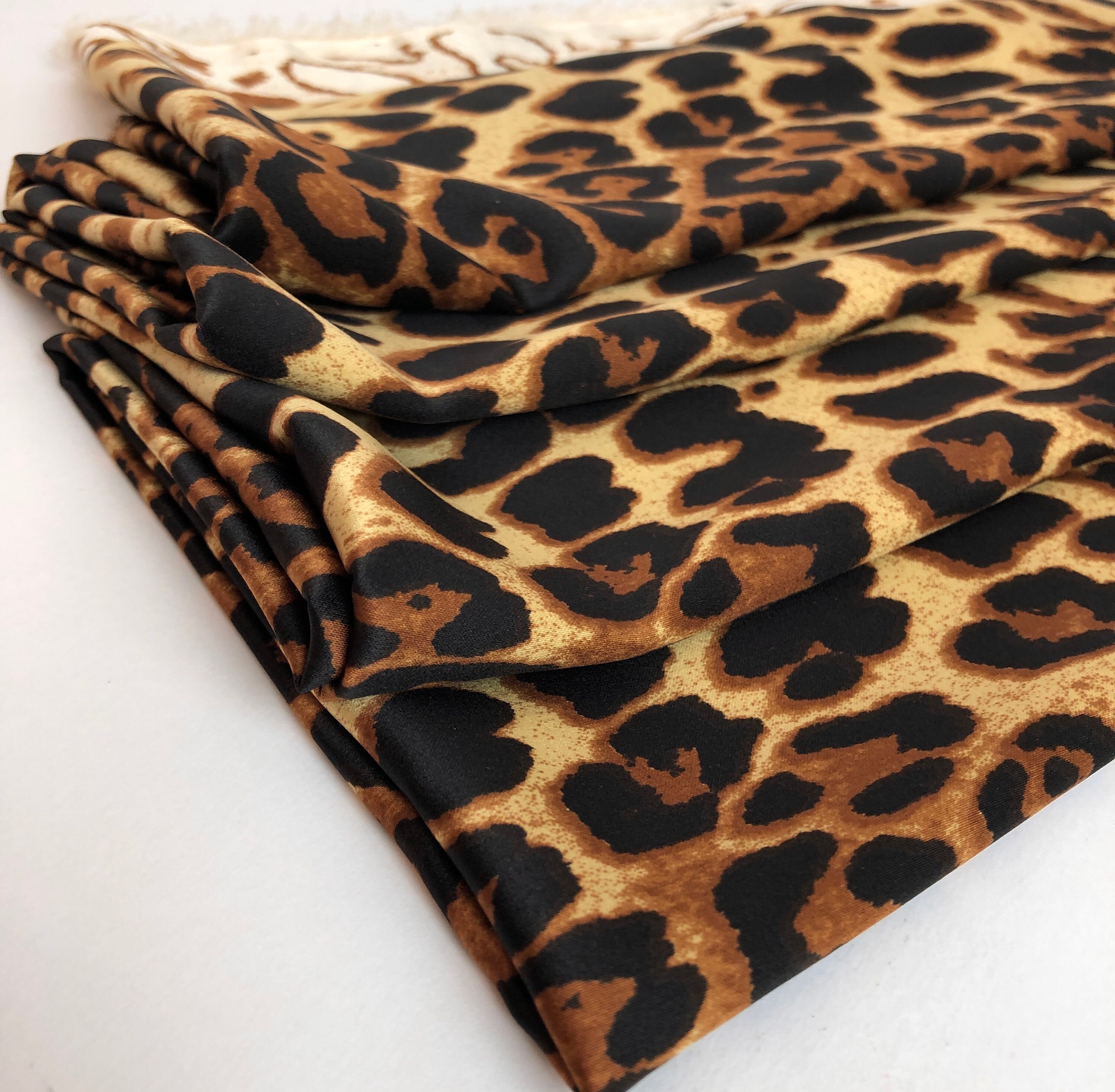 Leopard print fabric silk satin fabric by the yard | Etsy