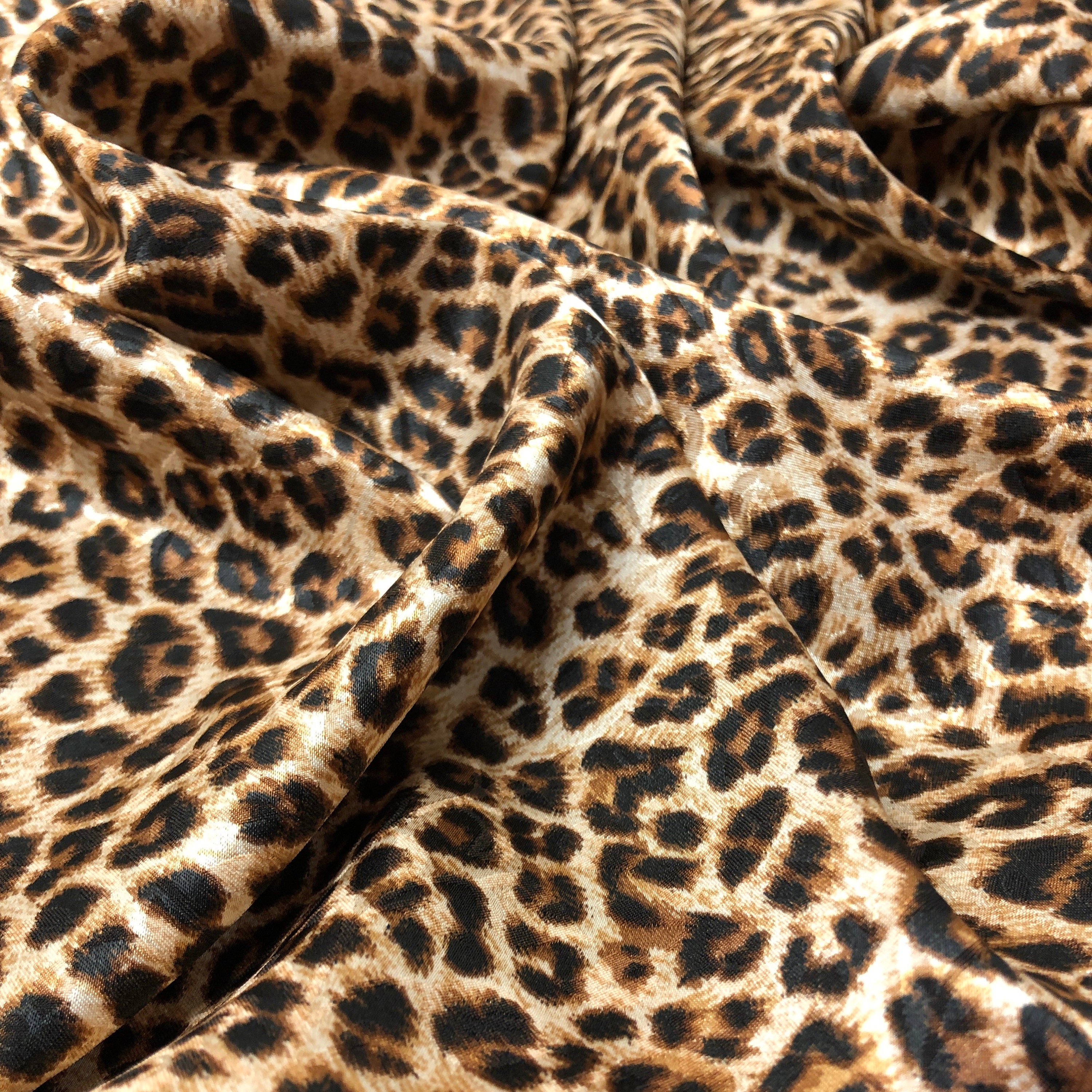 Leopard print fabric silk satin with floral pattern fabric Etsy