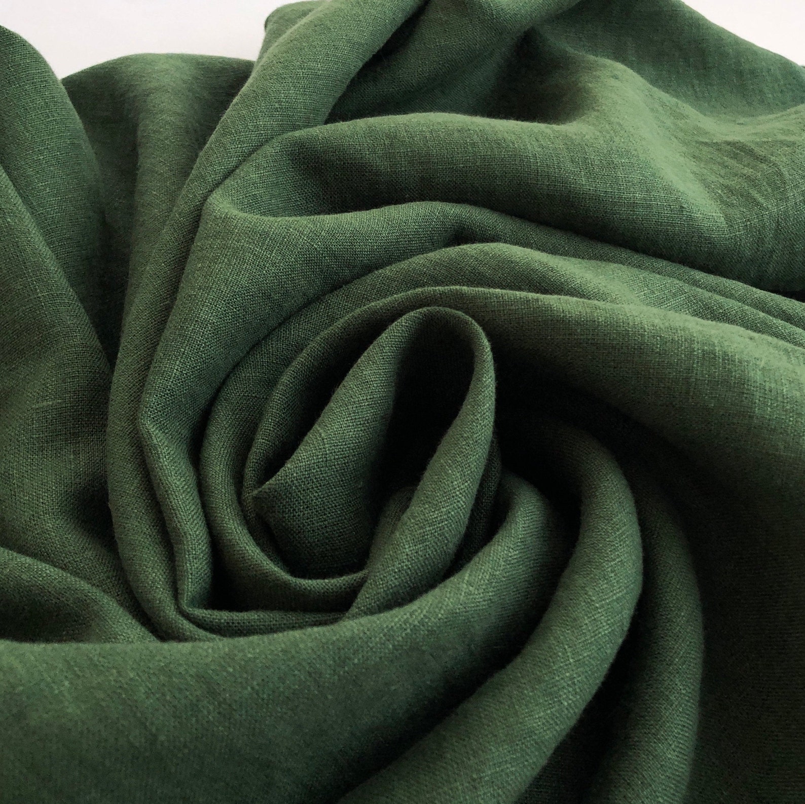 Green Linen Fabric 100 Linen fabric Pure linen fabric Dark Etsy