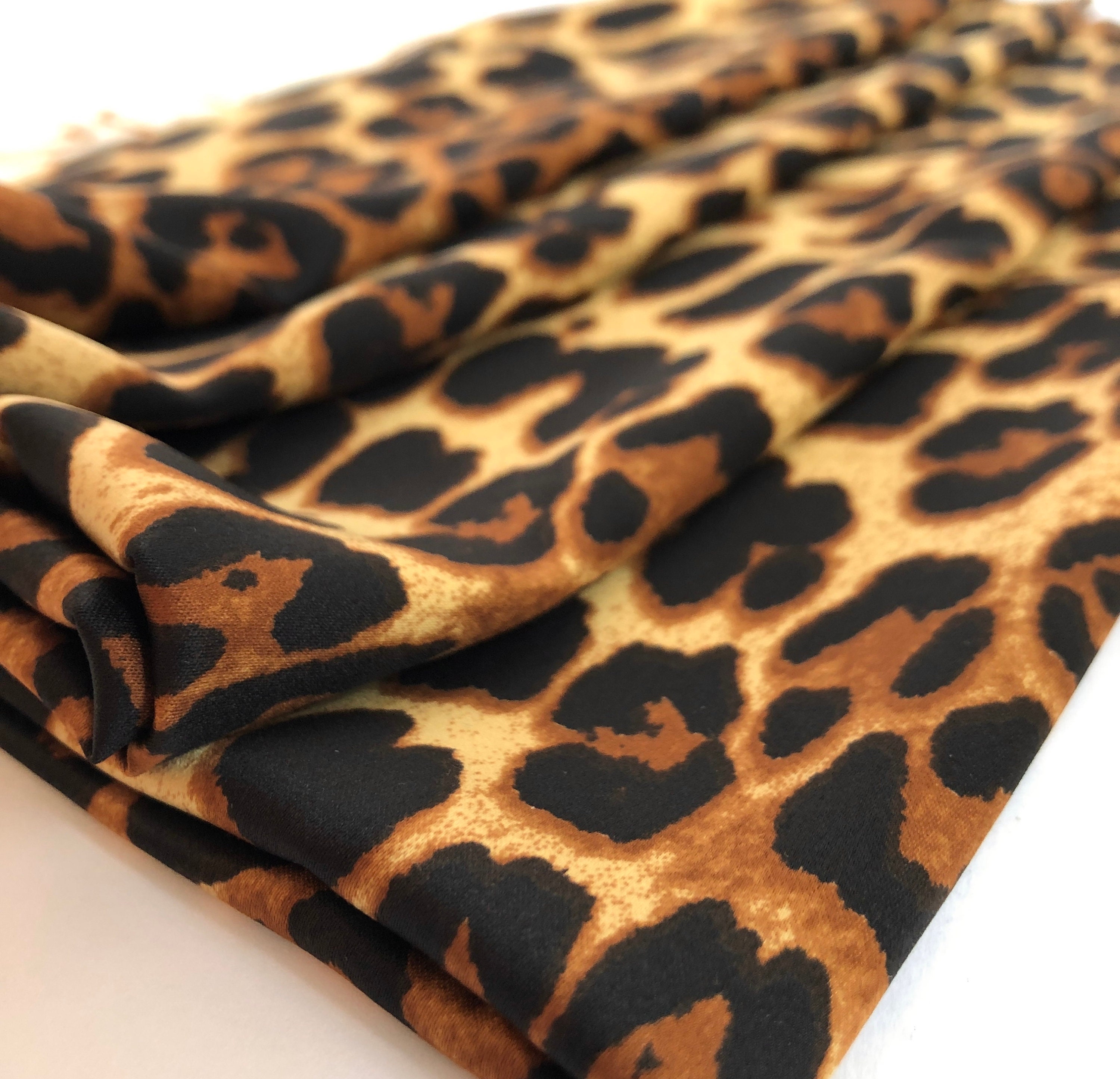 Leopard print fabric silk satin fabric by the yard | Etsy