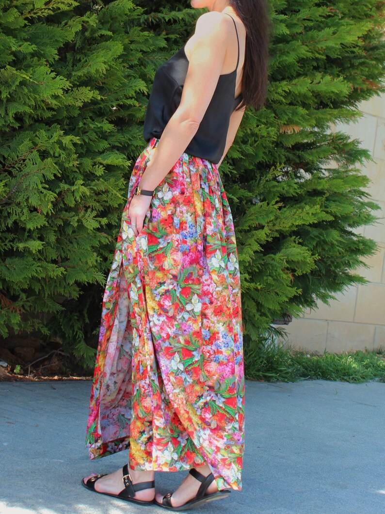 Floral Wrap Skirt in Size M Wrap Maxi Skirt for Women Cotton Etsy