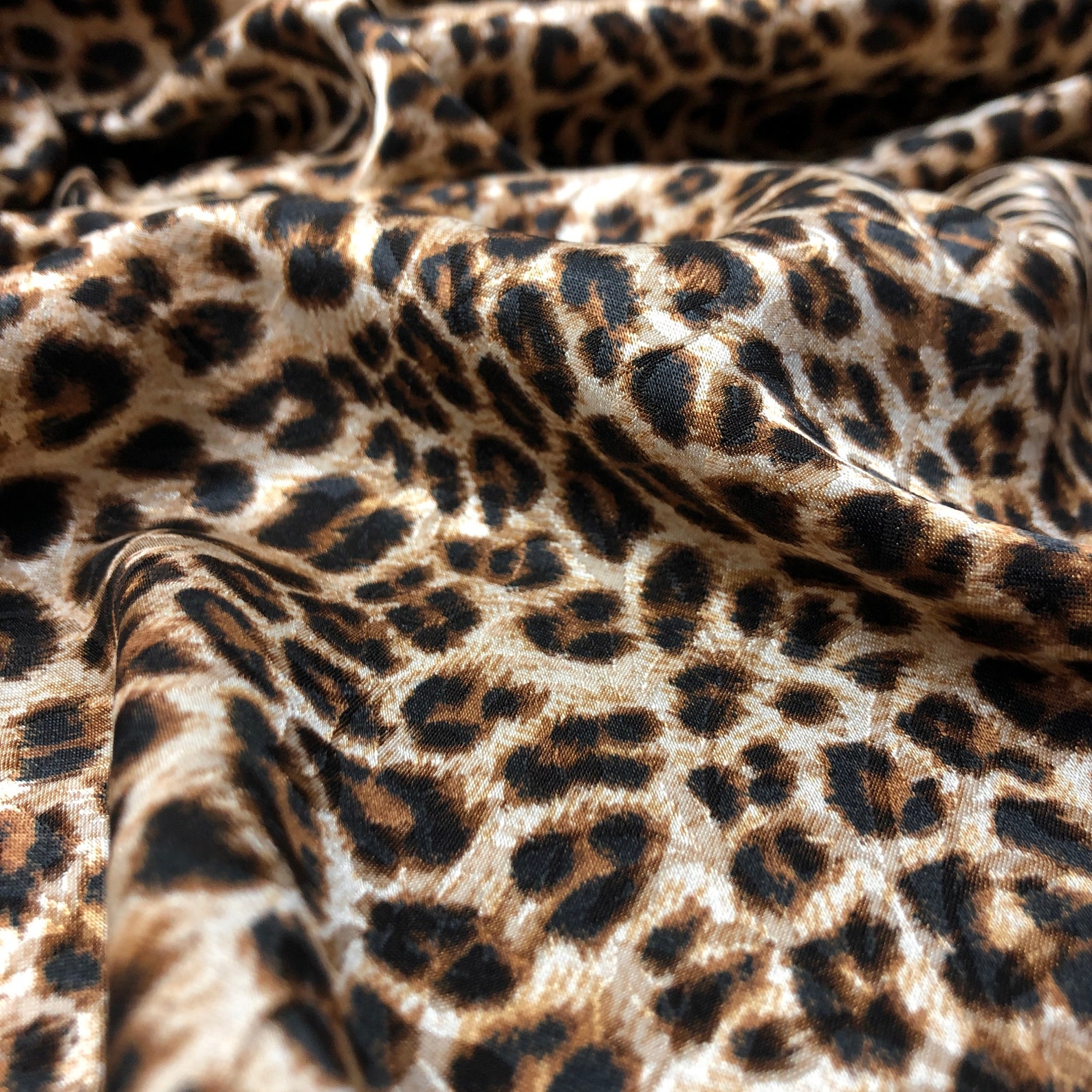 Leopard print fabric silk satin with floral pattern fabric | Etsy