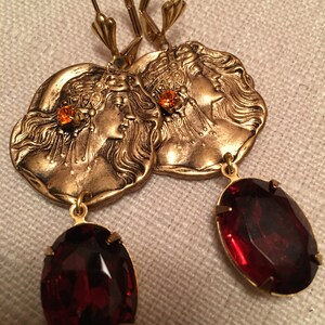 Victorian Bohemian  Brass and Vintage Crystal Earrings