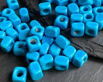 541A 5mm Strand Cube Beads Blue Square Glass Beads Strand Beads