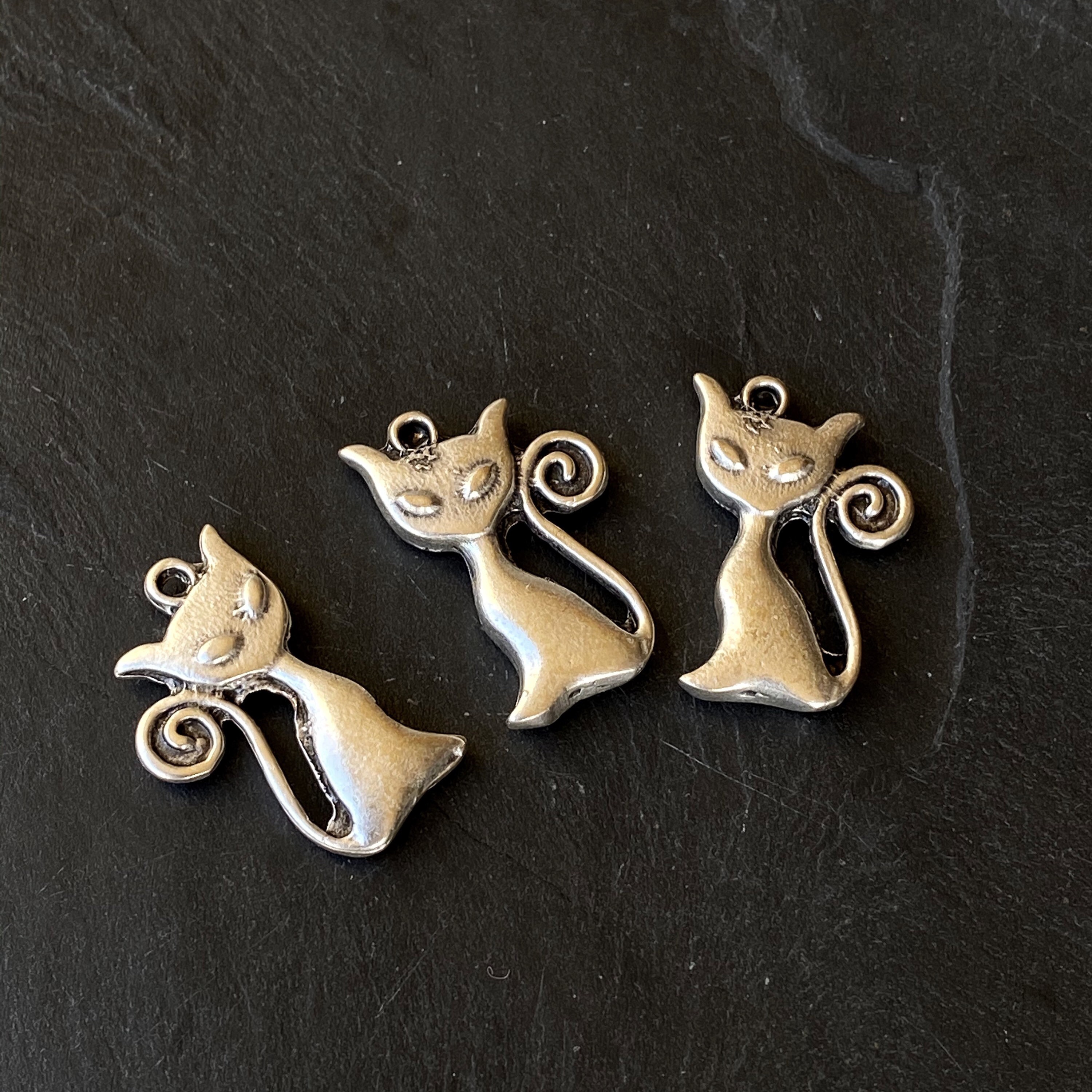 4 pcs Silver Cat Charms Pendant Charms For Cat Lover Cat Etsy